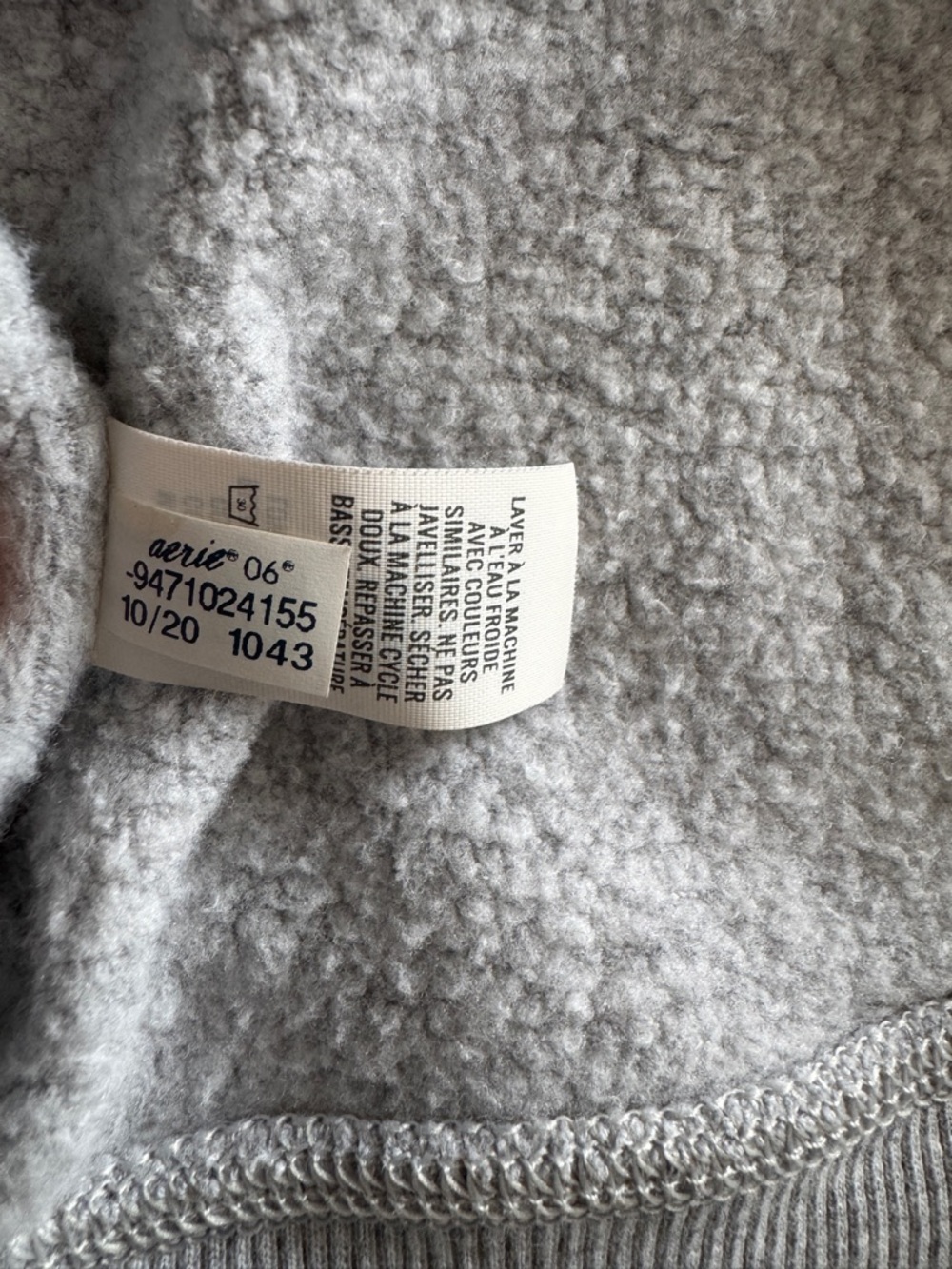 aerie Light Gray Knot Front Pullover Cozy Fleece Sweatshirt - Picture 4 of 6